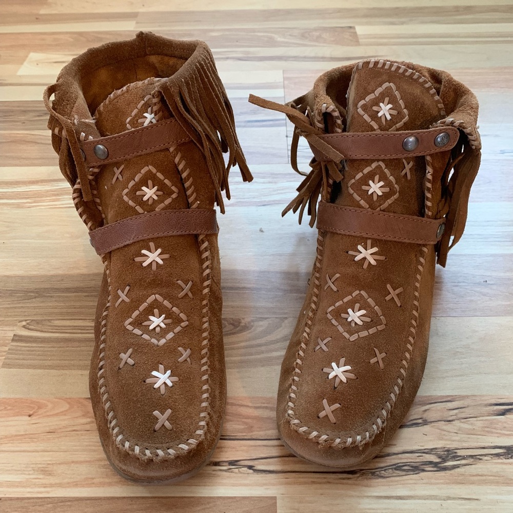 COPY - Tan Beige Festival Chicks Fringe Boho Boot…